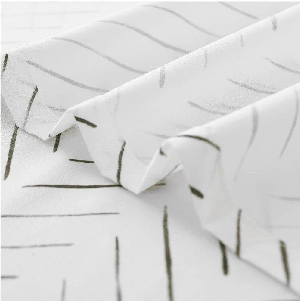 jinchan Taupe White Inky Herringbone Chevron Zig Zag Waterproof Shower Curtain 7